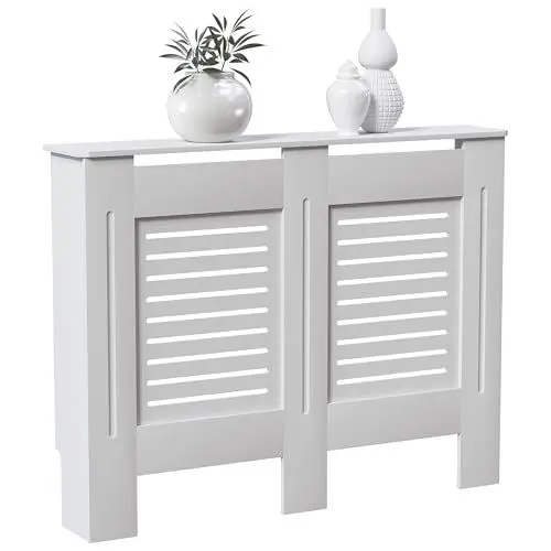 Produktbild: Vida Designs Milton Heizkörperabdeckung, moderner weiß lackierter MDF-Schrank, mittelgroß (H: 82 / B: 111 / T: 19 cm)