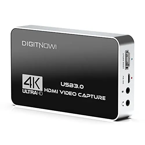 Produktbild: DIGITNOW! 4K 60Hz HDMI Video Capture Card, USB 3.0 mit Mikrofon und Kopfhörer HDMI Loop-Out, Aufnahmeauflösung bis zu 4K im hochwertigsten NV12-Format,für Live-Übertragung, DSLR, Camcorder, Action Cam