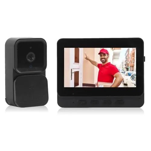Produktbild: Video Türsprechanlage, Wireless Video doorbell System mit 4,3 Zoll Monitor, 8MP Kamera, Nachtsicht, Zwei Wege Audio, Gegensprechanlage mit Türöffner