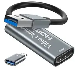 Produktbild: video capture card, Papeaso 4K HDMI to USB , Full HD 1080p device, for Editing Video/Games/Streaming/Online Teaching(silver)