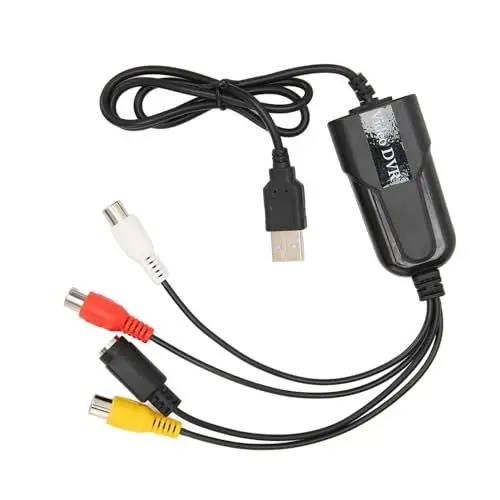 Produktbild: Videoaufnahmekartengerät, zu-USB-Sound-Video-Konverter, Tragbar, Plug-and-Play, VHS, DV, VCR, Hi8, DVD zu Digital, Unterstützt NTSC PAL für OS X für TV