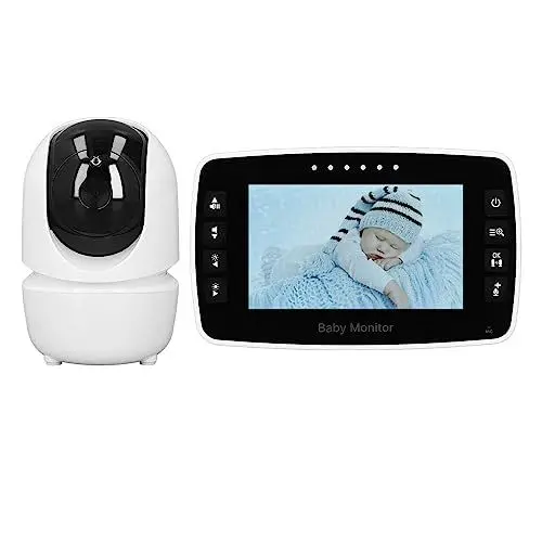 Produktbild: Haofy Video-Babyphone, 4,3-Zoll-Funk-Feuchtigkeitsmonitor, 2-facher Zoom, Kabellose Fernüberwachung für Schlafzimmer (EU-Stecker)