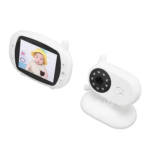 Produktbild: Video-Babyphone, 3,5-Zoll-Bildschirm, 8 Schlaflieder, Nachtsicht, 30 Stunden Akkulaufzeit, Zwei-Wege-Audio-Temperatursensor für Baby-Haustiere (EU-Stecker)