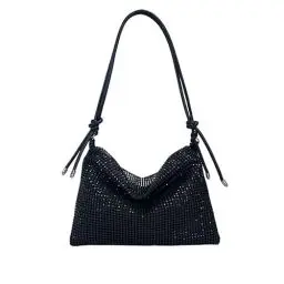 Produktbild: VIDSTM Damen Glitzer Tasche, Abendtasche Damen Hohe Kapazität mit Reißverschluss, Verstellbarer Schultergurt Elegante Tasche Damen, für Abend Prom Hochzeit Party Bankett (Schwarz)