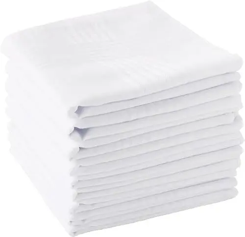 Produktbild: VIDSTW 10 Stück Einstecktuch 100% Baumwolle Einstecktuch Weiss, 40Cm x 40Cm Taschentücher, Herrentaschentücher Streifendesign, Anzugzubehör für Herren für Hochzeitsfeiern, Abendpartys
