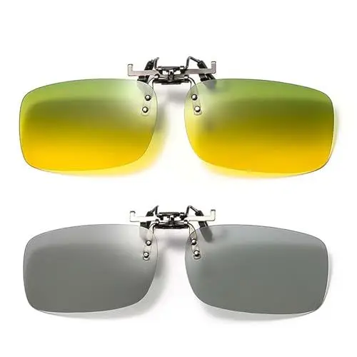 Produktbild: VIDSTW 2 Stück Sonnenbrillen Clip für Brille Sonnenbrillen Aufsatz für Brille Sonnenbrille Clip Sonnenbrille Aufsatz für Brillenträger Clip on Sonnenbrille für Damen und Herren (2 Farben)