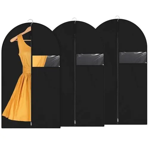 Produktbild: VIDSTW 3 Stück EVA Kleiderhüllen 60 x 100 cm Feuchtigkeitsbeständiger Kleidersäcke Mehrweg Kleidersack Kleiderbeutel Kleidersäcke mit Reißverschluss Anzugtasche für Lange Kleider Anzüge Mäntel