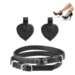 Produktbild: VIDSTW 4 Paar Schuhriemen, Abnehmbare Schuhbänder für Absätze, Elastisch schuhriemen High Heel mit Fersenpolster, Verstellbare Schuhschnürsenkel für High Heel Hausschuhe Sandalen Pumps Damen, Schwarz
