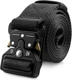 Produktbild: VIDSTW Taktischer Gürtel Herren Nylon Schnellverschluss Gürtel 3,8cm Arbeit Gürtel Gürtel Militär Wandern Arbeitsgürtel Elastischer Stretchbelt für Bergsteigen Kletter Training (Schwarz)