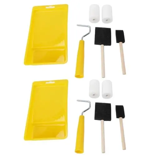 Produktbild: Vielseitiges 2er-Set Farbroller-Set mit Schwammpinsel für Kunstwerke, Heimdekoration, Kunsthandwerk und Acryl-, Beiz- und Lackfarben