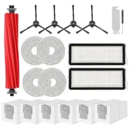 Produktbild: VIEWALL Zubehör für Roborock Qrevo Pro,Qrevo S Staubsauger 1 Hauptbürsten,2 HEPA-Filter,6 Staubbeutel,4 Wischtücher,4 Seitenbürsten(Schwarz),1 Bürste,1 Schraubendreher,19 pcs Ersatzteilset