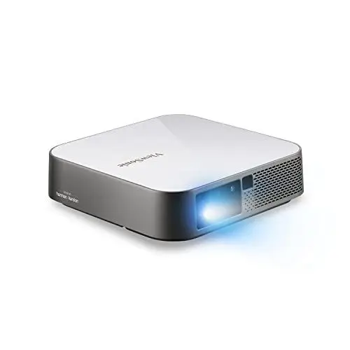 Produktbild: Viewsonic M2E Portabler LED Beamer (Full-HD, 1.000 Lumen, Rec. 709, HDMI, USB, USB-C, WLAN Konnektivität, Bluetooth, SD-Kartenleser, 2X 3 Watt Lautsprecher) Weiß-Silber