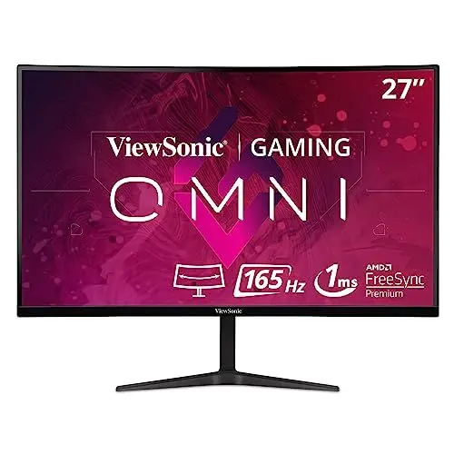 Produktbild: Viewsonic VX2718-2KPC-MHD 68,6 cm (27 Zoll) Curved Gaming Monitor (WQHD, Adaptive Sync, 1 ms, 165 Hz, HDMI, DP, geringer Input Lag, Lautsprecher) Schwarz - PS5/Xbox Konsole ready