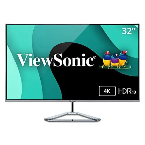 Produktbild: Viewsonic VX3276-4K-MHD 80 cm (32 Zoll) Büro Monitor (4K UHD, HDR, HDMI, DP, mDP, Eye-Care, Eco-Mode, Lautsprecher, 3 Jahre Austauschservice) Silber-Schwarz