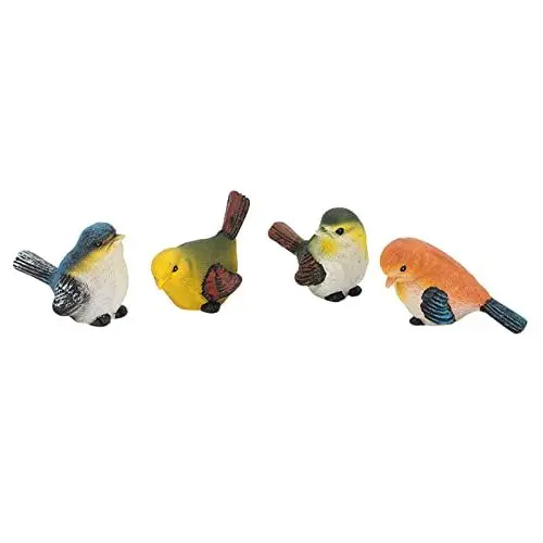 Produktbild: VIFERR Vogel Dekoration, 4Pcs Harz Vögel Tierfigur Dekoration Garten Hof Ornamente Mini Vogel Figuren für Balkon, Garten, Rasen, Teich