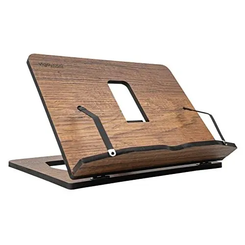 Produktbild: Vigo Wood Buchständer, Rezeptbuchständer, Kochbuchständer für die Küche, Bücherständer für die Anzeige, Buchhalter zum Lesen im Bett (Walnuss)