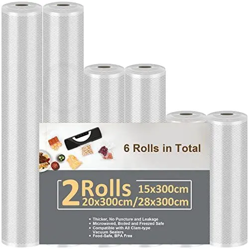 Produktbild: Vihoom Vakuumierbeutel 6 Rollen Vakuumierfolie 15/20/28x290cm(18m), Profi-Folienrollen Vakuumierer Lebensmittel BPA-frei, stark & reißfest, für alle Vakuumierer & Sous Vide Gefrierbeutel
