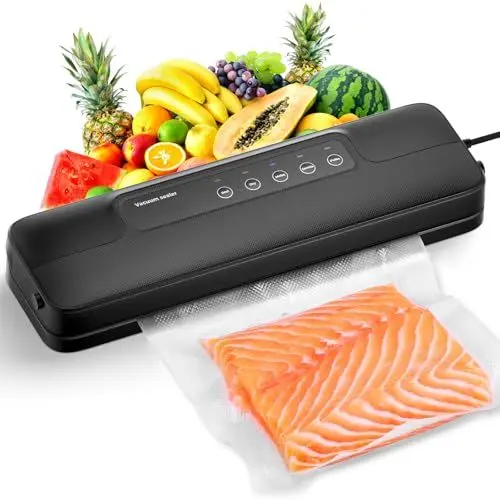 Produktbild: Vihoom Vakuumiergerät 5 in 1, Vakuumierer Lebensmittel 8x Länger Frisch, Folienschweißgerät inkl.10 Vakuumierbeutel und Schlauch, 30cm lange & stabile Schweißnaht