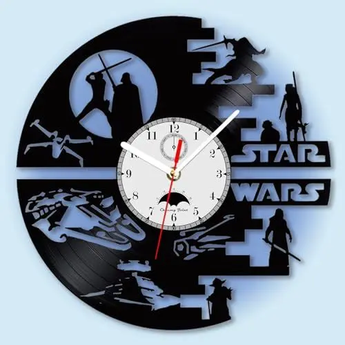 Produktbild: Viiluuxr Led Wanduhr Science-Fiction-Filmthemen Vinyl Schallplatte Wanduhren Funkuhr Wand Nachtlicht Wanduhren Groß 30cm 7 Farben Leuchtendes Ambiente Wanduhr.