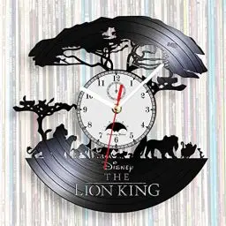 Produktbild: Viiluuxr Vinyl Schallplatten Uhr 30 cm The Lion Wall Clock Der König der Löwen Ausgefallene Wanduhren Analoge Wanduhr ohne Tickgeräusche Deko Wohnzimmer Tierwanduhr fürs Kinderzimmer.
