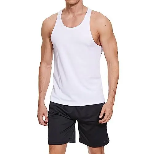 Produktbild: Viisendy Pro Herren-Tanktops für Fitnessstudio, Bodybuilding, Netzstoff, schnell trocknend, ärmellos, Workout, Bodybuilding, Muskel-Tops Weiss L