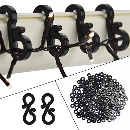 Produktbild: Vikdio 60 Stück Schwarze Dachrinnenhaken zum Sichern von Weihnachtslichtern im Freien, Dachrinnenclips ideal zum Aufhängen von Eiszapfenlichtern für die Außendekoration zu Halloween und Weihnachten