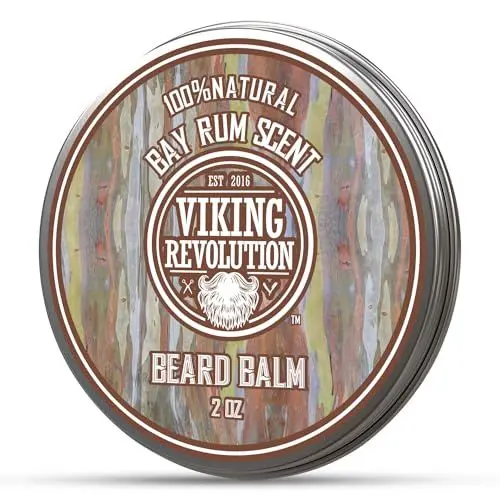 Produktbild: Viking Revolution - Bart Balsam mit Sandelholzduft & Argan- & Jojobaöl - Bartwachs - Stylt, Stärkt & Macht Bärte & Schnurrbärte Weich - Geschenke Für Männer- Bay Rum - 57 g