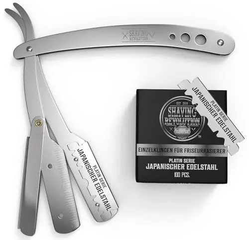 Produktbild: Viking Revolution Rasiermesser Herren - Professionelle Rasiermesser Mit Wechselklinge Für Männer +100 Rasiermesser Klingen - Rasiermesser Set