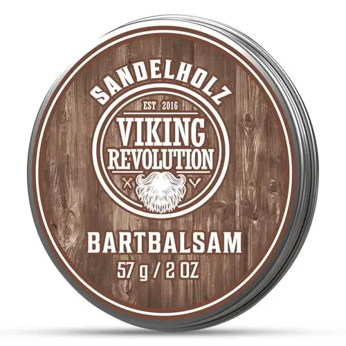 Produktbild: Viking Revolution - Bart Balsam mit Sandelholzduft & Argan- & Jojobaöl - Bartwachs - Stylt, Stärkt & Macht Bärte & Schnurrbärte Weich - Herren Geschenke - Sandelholz - 57 g