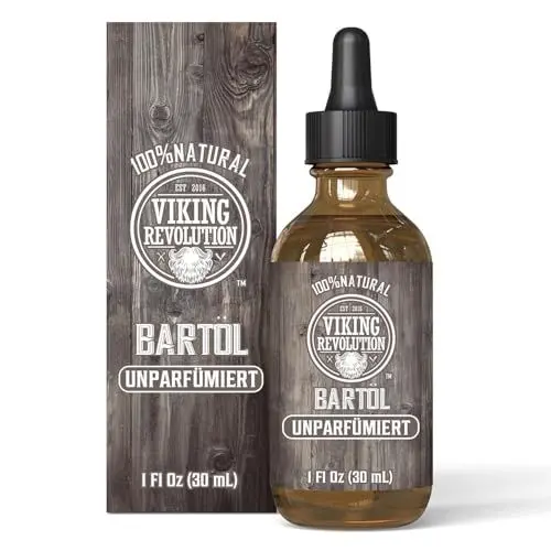 Produktbild: Viking Revolution Bartöl zum Entwirren – natürliche Argan- & Jojobaöle, nicht parfümiert, weich, glättet & stärkt das Wachstum des Bartes – Pflegebehandlung für Bart & Schnurrbart – 1 Stück