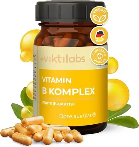 Produktbild: Viktilabs© Vitamin B Komplex Forte - 4-Monats-Vorrat - 120 Kapseln | Mit B1, B2, B3, B5, B6, B7, B9, B12 | Bioaktiv, Vegan, hochdosiert | Entwickelt & Laborgeprüft in Deutschland