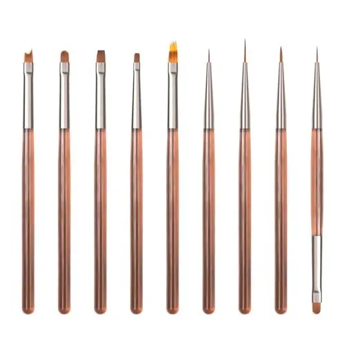 Produktbild: VIKY 9 Stück Nagel Pinsel Set,Pinsel Gelnägel Professionel Nail Art Pinsel Set, Nagellack Pinsel Acryl Nailart Pinsel Nageldesign,UV Pinsel für Gelnägel für DIY Malen und Watercolour Nail Decoration