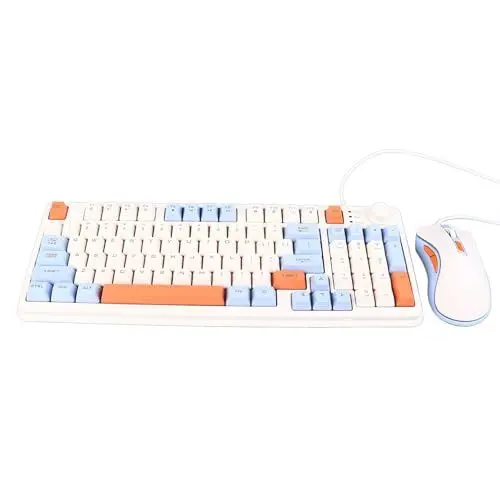 Produktbild: Vikye Gaming-Tastatur, USB-Kabel, Ergonomisches Mechanisches Gefühl, Computer-Tastatur und Maus-Kombination, Gaming-Tastatur und Maus-Set, Seeblau