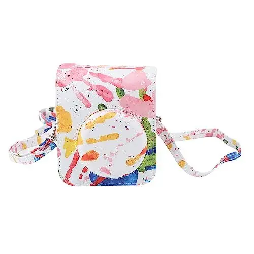 Produktbild: Vikye Sofortbildkamera-Tasche, Kompatibel mit Instax 12, PU-Ledertasche mit Farbdruck, Tasche und Verstellbarem Schultergurt, PU-Kamera-Schutzhülle für Fujifilm Instax 12