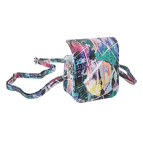Produktbild: Vikye Sofortbildkamera-Tasche, Kompatibel mit Instax 12, PU-Ledertasche mit Farbdruck, Tasche und Verstellbarem Schultergurt, PU-Kamera-Schutzhülle für Fujifilm Instax 12 (Bunte