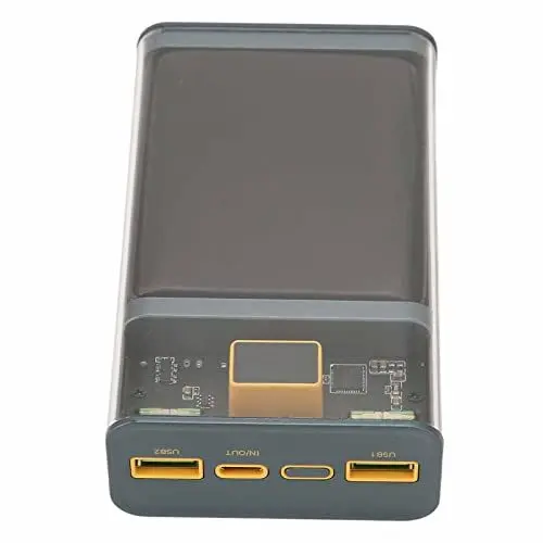 Produktbild: Vikye Tragbare Powerbank, Externes Transparentes 20000-mAh-Ladegerät, PD20W Dual USB 22,5 W Plug-in-Schnellladung für Smartphones, LED-Display Dual Output(E39B 20000 mAh)