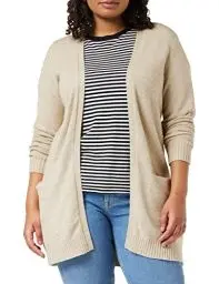 Produktbild: VILA CLOTHES Damen VIRIL L/S OPEN KNIT CARDIGAN-NOOS Strickjacke,, per pack Beige (Natural Melange Natural Melange), 40 (Herstellergröße: L)
