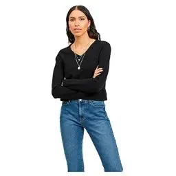 Produktbild: Vila Clothes Damen Pullover VIRIL L/S V - Neck Knit TOP - NOOS 14042769, Einfarbig, Gr. 38 (Herstellergröße: M), Schwarz (Black)