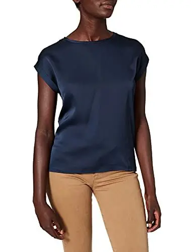 Produktbild: Vila Damen Viellette S/S Satin Top/Su Noos T-Shirt, Navy Blazer, 44 EU