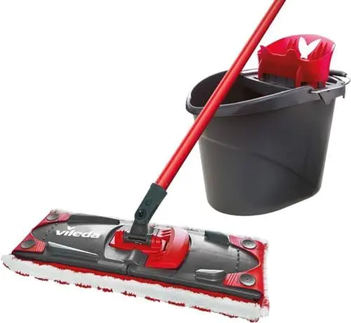 Produktbild: Vileda Ultramax 2in1 Bodenwischer Komplett Set, Wischmopp mit Stiel, Mikrofaserbezug und Eimer mit Powerpresse, für alle Hartböden