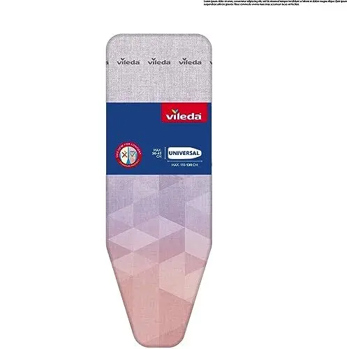 Produktbild: Vileda Diamond Bügelbrettbezug, titanbeschichtete hitzebeständige Bügelauflage, Universalgröße für Bügelflächen 30-45 cm Länge-110-130 cm Breite, für Dampfbügeleisen geeignet, Oeko-TEX-Zertifiziert