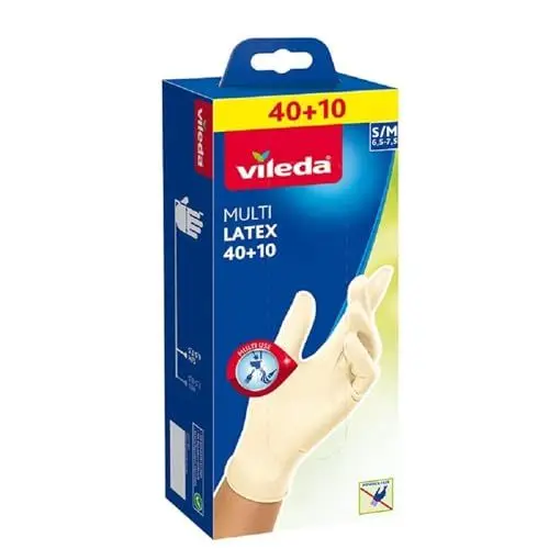 Produktbild: Vileda Einweg-Multi-Latex-Handschuhe, klein/mittel, Packung mit 50 Stück