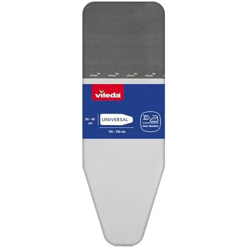 Produktbild: Vileda Express Rapid Bügelbrettbezug für Dampfbügelstation, metallisierte und wärmereflektierende Oberfläche für schnelleres Bügeln, Bügelbretter von 30-45cm x 110-130cm, Farbe Silber-Grau Metallic
