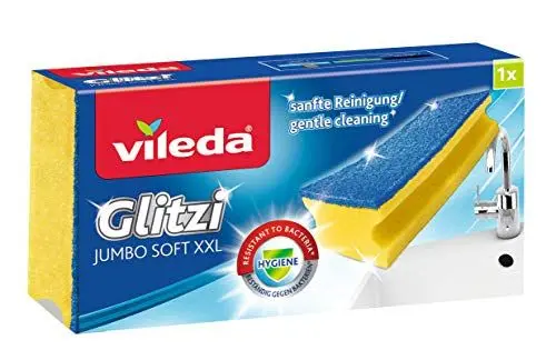 Produktbild: Vileda Glitzi Jumbo Sanft Reinigungsschwamm, reinigt schonend empfindliche und große Oberflächen, 1er Pack