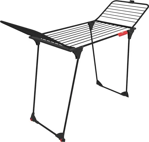 Produktbild: Vileda King Ultimate Wäscheständer, Black Edition, XXL-Leinen für weniger Falten, Trockenlänge: 20 m, Kleinteilehalter, stabil und robust, einfacher Transport Dank Sicherung und Rollen, Eco-Pack
