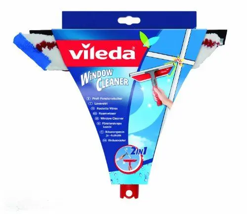 Produktbild: Vileda Profi Fensterwischer 2in1, Fensterabzieher und Einwascher mit Mikrofaserbezug, Fensterputzer für streifenfreie Fenster