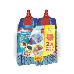 Produktbild: Vileda SuperMocio 3Action Wischmopp Ersatzkopf, Mikrofaser Moppkopf mit Schrubberzone und Velours Fasern, ideal für Fließen und Steinböden, 2er Vorteilspack