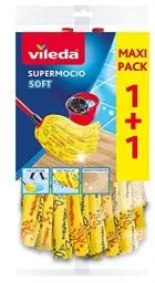 Produktbild: Vileda SuperMocio Soft Wischmopp Ersatzkopf, Moppkopf aus 30% Mikrofasern, effizient gegen fetthaltigen Schmutz und Flecken, 2er Vorteilspack