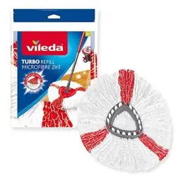 Produktbild: Vileda Turbo 2in1 EasyWring&Clean Wischmopp Ersatzköpfe, Mikrofaser Moppköpfe mit Kraftfasern für Vileda Turbo Sets, auch für empfindliche Böden, 1er Pack
