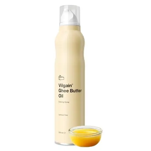 Produktbild: Vilgain Ghee Spray mit Avocadoöl | Laktosefrei, zum Kochen & Backen | Rauchpunkt 195°C, herzgesund, BRC-zertifiziert | Ideal für laktoseempfindliche Menschen | Geschmacks-Harmonie, 200ml